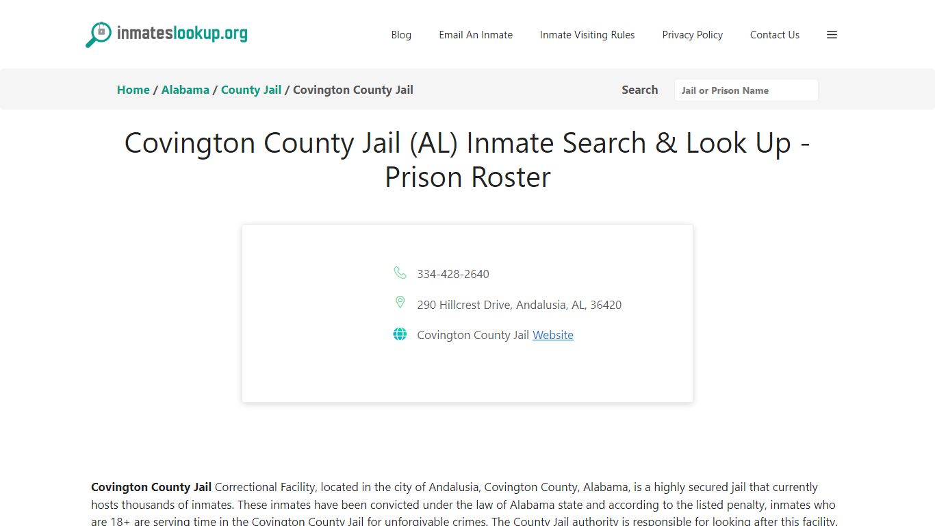 Covington County Jail (AL) Inmate Search & Look Up - Prison Roster